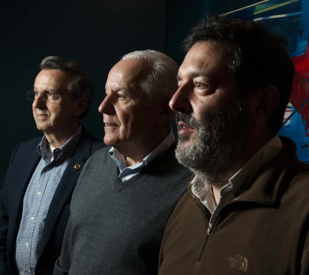 Dallas Hack (à esq.), da Virtech, Luis Claudio Garcia de Souza, fundador da Securitas, e Matias Vidal, presidente da holding — Foto: Silvia Zamboni/Valor